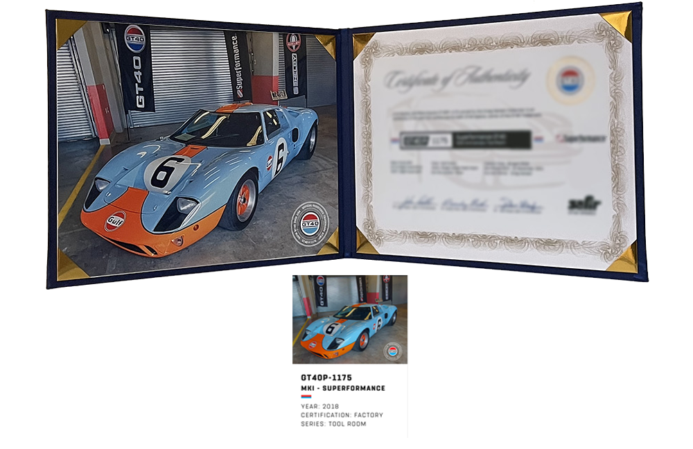 order your GT40 certification to get your photos and details added to the GT40 online registry