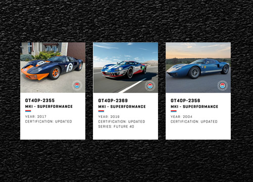 Regsitry cars showing official and certified GT40's